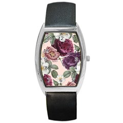 Romantic Floral Background Barrel Style Metal Watch by Vaneshart