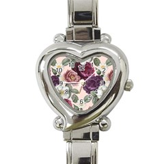 Romantic Floral Background Heart Italian Charm Watch by Vaneshart