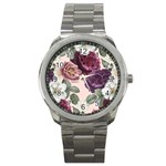 Romantic Floral Background Sport Metal Watch Front