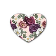 Romantic Floral Background Rubber Coaster (heart)  by Vaneshart