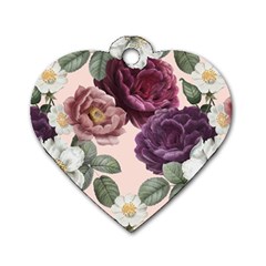 Romantic Floral Background Dog Tag Heart (one Side) by Vaneshart