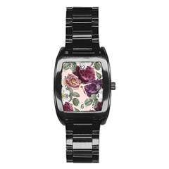 Romantic Floral Background Stainless Steel Barrel Watch by Vaneshart