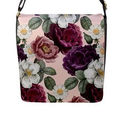 Romantic Floral Background Flap Closure Messenger Bag (l) by Vaneshart