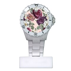 Romantic Floral Background Plastic Nurses Watch by Vaneshart