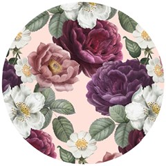 Romantic Floral Background Wooden Puzzle Round by Vaneshart