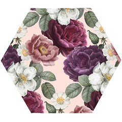 Romantic Floral Background Wooden Puzzle Hexagon