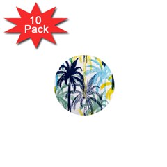 Colorful Summer Palm Trees White Forest Background 1  Mini Magnet (10 Pack)  by Vaneshart