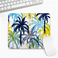 Colorful Summer Palm Trees White Forest Background Large Mousepads by Vaneshart