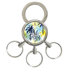 Colorful Summer Palm Trees White Forest Background 3-ring Key Chain by Vaneshart