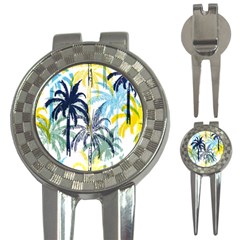 Colorful Summer Palm Trees White Forest Background 3-in-1 Golf Divots by Vaneshart