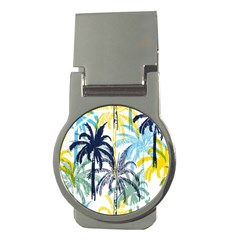 Colorful Summer Palm Trees White Forest Background Money Clips (round)  by Vaneshart