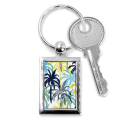 Colorful Summer Palm Trees White Forest Background Key Chain (rectangle) by Vaneshart