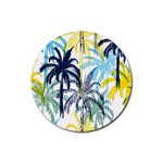 Colorful Summer Palm Trees White Forest Background Rubber Coaster (Round)  Front