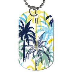 Colorful Summer Palm Trees White Forest Background Dog Tag (one Side) by Vaneshart