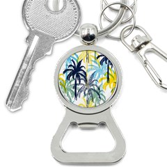 Colorful Summer Palm Trees White Forest Background Bottle Opener Key Chain by Vaneshart