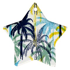 Colorful Summer Palm Trees White Forest Background Star Ornament (two Sides)