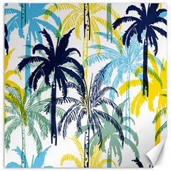 Colorful Summer Palm Trees White Forest Background Canvas 12  X 12  by Vaneshart