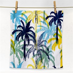 Colorful Summer Palm Trees White Forest Background Face Towel by Vaneshart