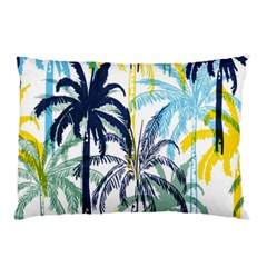 Colorful Summer Palm Trees White Forest Background Pillow Case