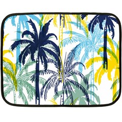 Colorful Summer Palm Trees White Forest Background Fleece Blanket (mini) by Vaneshart