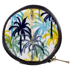 Colorful Summer Palm Trees White Forest Background Mini Makeup Bag by Vaneshart