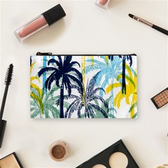 Colorful Summer Palm Trees White Forest Background Cosmetic Bag (small) by Vaneshart