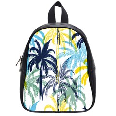 Colorful Summer Palm Trees White Forest Background School Bag (small) by Vaneshart