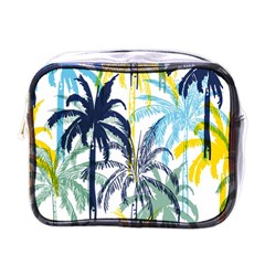 Colorful Summer Palm Trees White Forest Background Mini Toiletries Bag (one Side) by Vaneshart