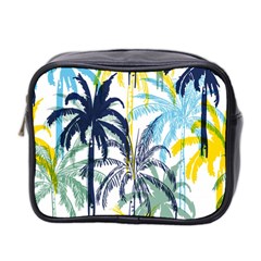 Colorful Summer Palm Trees White Forest Background Mini Toiletries Bag (two Sides) by Vaneshart