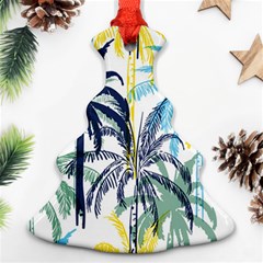 Colorful Summer Palm Trees White Forest Background Ornament (christmas Tree)  by Vaneshart