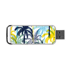 Colorful Summer Palm Trees White Forest Background Portable Usb Flash (two Sides) by Vaneshart