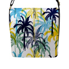 Colorful Summer Palm Trees White Forest Background Flap Closure Messenger Bag (l) by Vaneshart