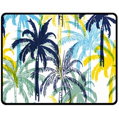 Colorful Summer Palm Trees White Forest Background Double Sided Fleece Blanket (medium)  by Vaneshart