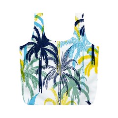 Colorful Summer Palm Trees White Forest Background Full Print Recycle Bag (m) by Vaneshart