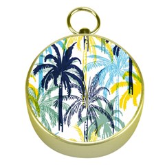 Colorful Summer Palm Trees White Forest Background Gold Compasses by Vaneshart