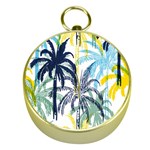 Colorful Summer Palm Trees White Forest Background Gold Compasses Front