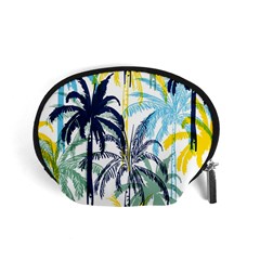 Colorful Summer Palm Trees White Forest Background Accessory Pouch (small) by Vaneshart