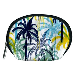 Colorful Summer Palm Trees White Forest Background Accessory Pouch (medium) by Vaneshart