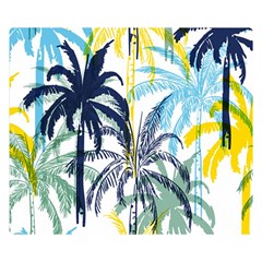 Colorful Summer Palm Trees White Forest Background Double Sided Flano Blanket (small)  by Vaneshart