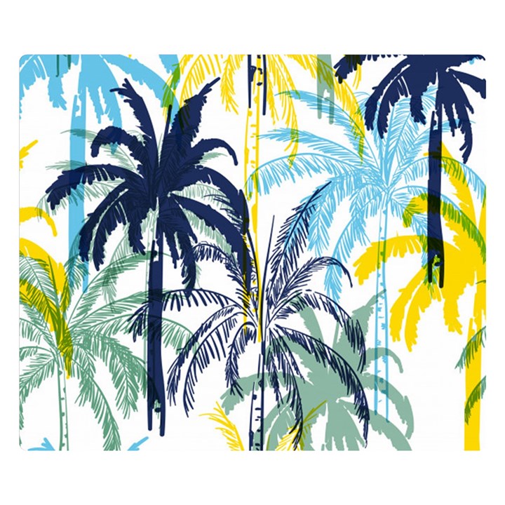 Colorful Summer Palm Trees White Forest Background Double Sided Flano Blanket (Small) 