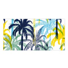 Colorful Summer Palm Trees White Forest Background Satin Shawl by Vaneshart