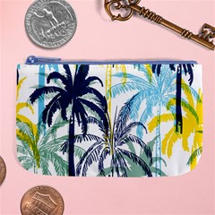 Colorful Summer Palm Trees White Forest Background Large Coin Purse by Vaneshart