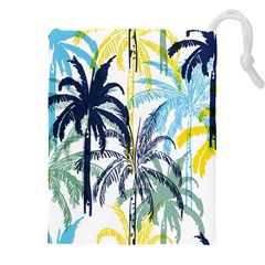 Colorful Summer Palm Trees White Forest Background Drawstring Pouch (5xl) by Vaneshart