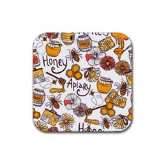 Honey Seamless Pattern Rubber Coaster (square)  by Vaneshart