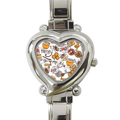 Honey Seamless Pattern Heart Italian Charm Watch by Vaneshart