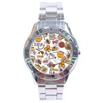 Honey Seamless Pattern Stainless Steel Analogue Watch Front