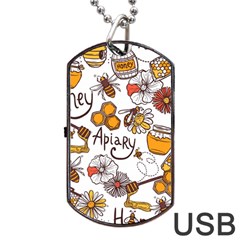 Honey Seamless Pattern Dog Tag Usb Flash (two Sides) by Vaneshart