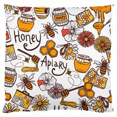 Honey Seamless Pattern Large Flano Cushion Case (one Side) by Vaneshart