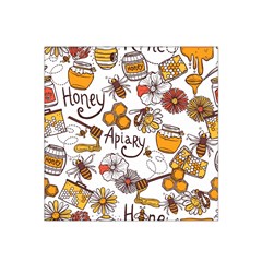 Honey Seamless Pattern Satin Bandana Scarf by Vaneshart