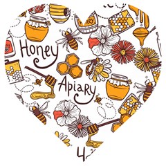 Honey Seamless Pattern Wooden Puzzle Heart